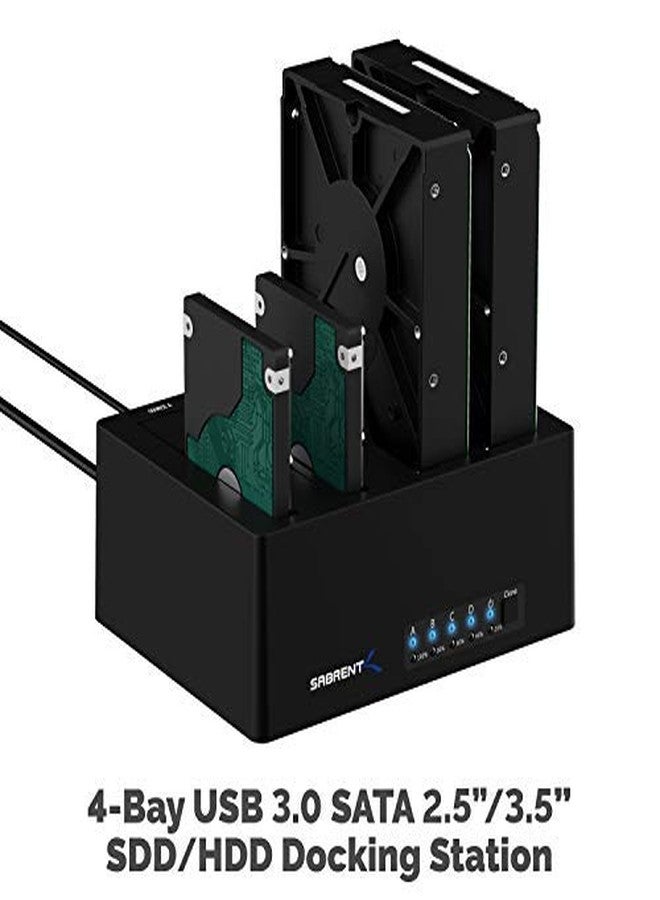 SABRENT 4-Bay USB 3.0 Docking Station for 2.5/3.5” SATA SSD/HDD, Tool-Free Trayless Design, USB 3.2 Gen 1 5Gbps, Supports 4 Drives Simultaneously, Compatible with Windows, macOS, Linux (DS-U3B4) - Image 2